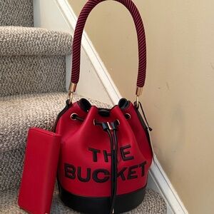 Red 'The Bucket' Bucket Bag with Wristlet